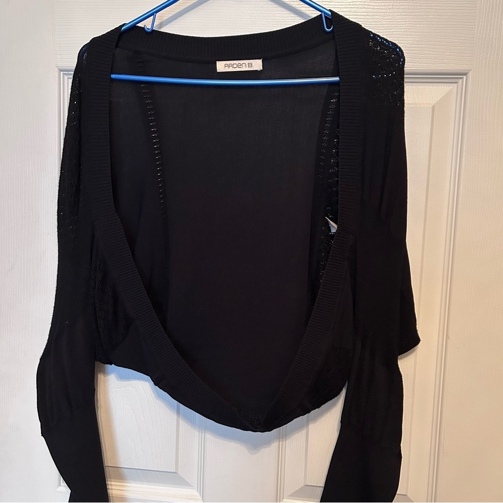 Black Open Front Cardigan